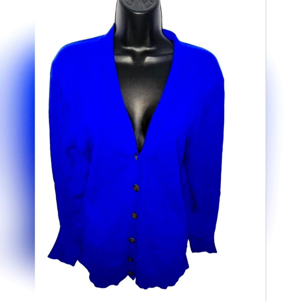 J Crew Mercantile Blue Knit Sweater Button Front  Size XL J. Crew Wool Blend